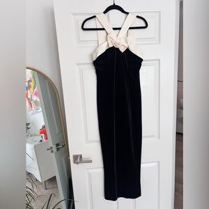 Evening Holiday Dress Velvet White Bow